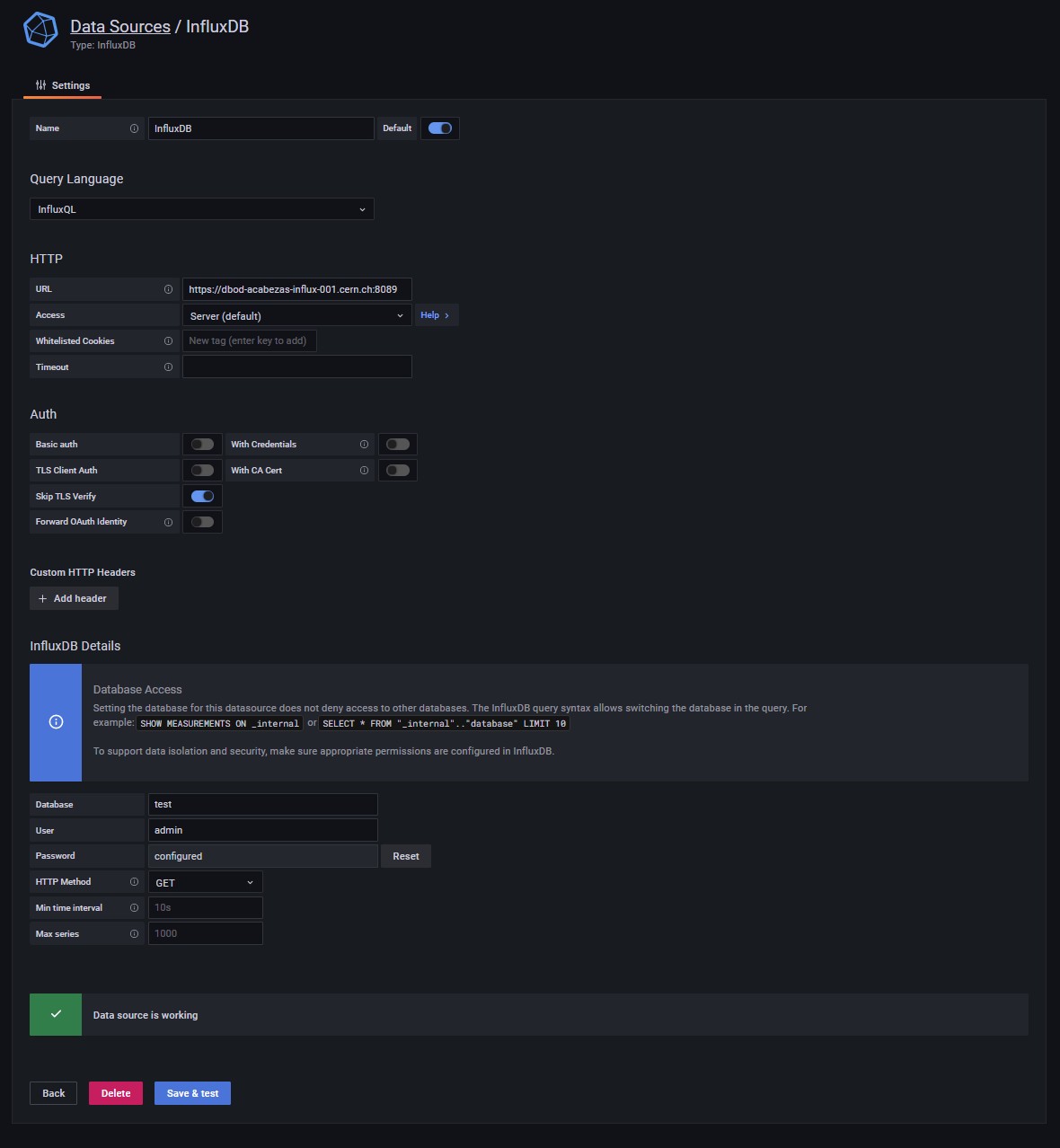 Configure new Datasources - Grafana Documentation